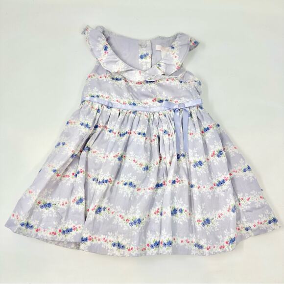Janie & Jack Floral Ruffle Dress Size 3-6 Months Lavender Print W/ Diaper Cover - Picture 8 of 9